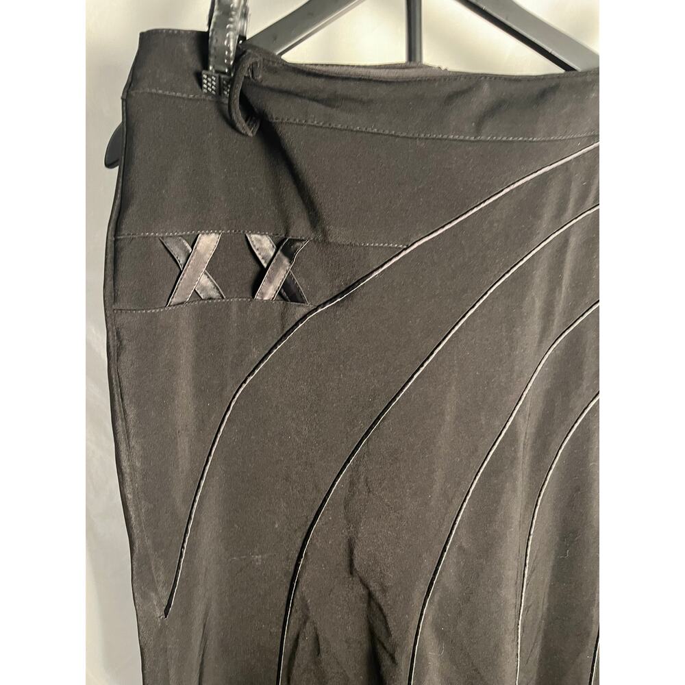 Rosado Black Long Maxi Skirt Size 46 Elegant Satin Trim Formal Wear
